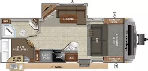 29' 2020 Jayco White Hawk 24MBH w/Slide - Bunk House Floorplan