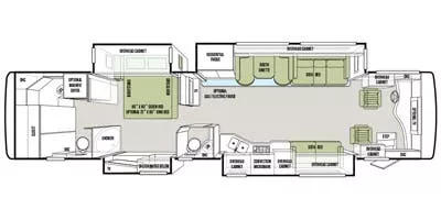 40' 2014 Tiffin Phaeton 40QBH 380hp Cummins w/4 Slides Floorplan