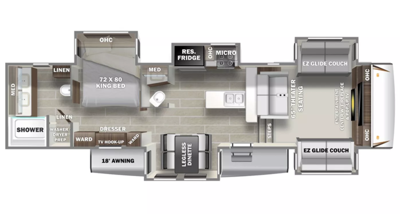 41' 2023 Primetime Sanibel 3802WB w/5 Slides Floorplan