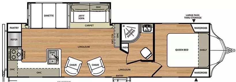 32' 2016 Forest River Vibe 268RKS w/Slide Floorplan