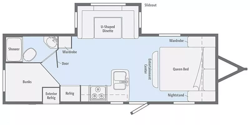 27' 2018 Winnebago Minnie 2455BHS w/Slide - Bunk House Floorplan