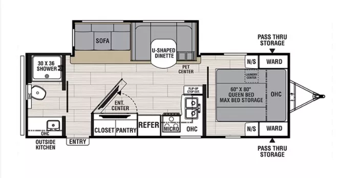 30' 2022 Coachmen Northern Spirit Ultra Lite 2557RB w/Slide Floorplan