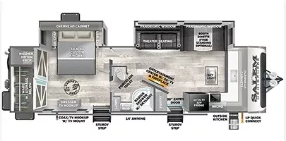 34' 2023 Forest River Salem Hemisphere 270FKS w/2 Slides Floorplan