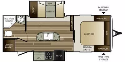 25' 2016 Keystone Cougar 22RBIWE w/2 Slides Floorplan