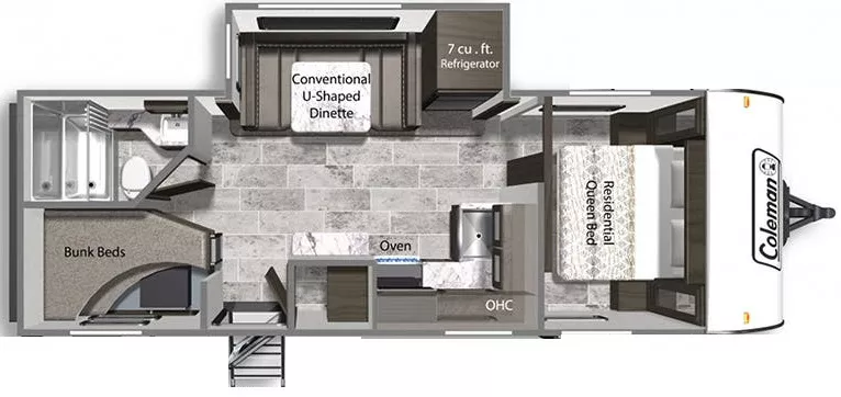 28' 2021 Dutchmen Coleman Light 2455BH w/Slide - Bunk House Floorplan