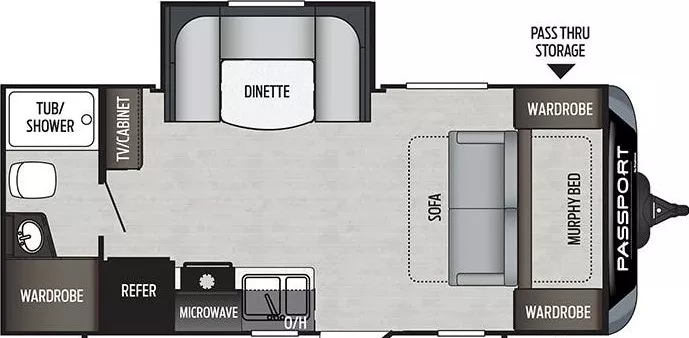 22' 2020 Keystone Passport Sl 199ML w/Slide Floorplan