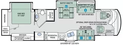 38' 2016 Thor Venetian 37M 380hp Cummins w/3 Slides Floorplan