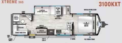 35' 2024 East To West Alta Xtreme 365 3100KXT w/Slide - Bunk House Floorplan