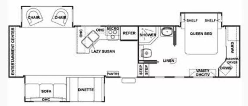 37' 2010 Forest River Cedar Creek 34SATS w/3 Slides Floorplan