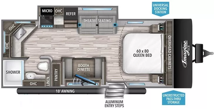 28' 2022 Grand Design Imagine Xls 22MLE w/Slide Floorplan