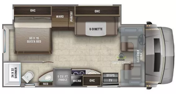 25' 2021 Entegra Coach Qwest 24L w/Slide Floorplan