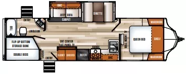 33' 2017 Forest River Vibe 285BHS w/Slide - Bunk House Floorplan