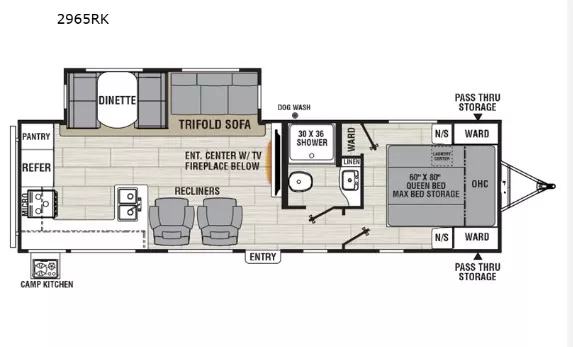 34' 2024 Coachmen Northern Spirit Ultra Lite 2965RK w/Slide Floorplan