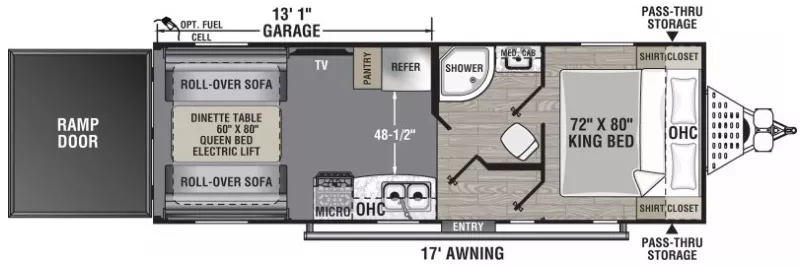 29' 2021 Forest River Work And Play 23LT - Toy Hauler Floorplan