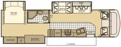 36' 2011 Fleetwood Fiesta 34B w/3 Slides - Bunk House Floorplan