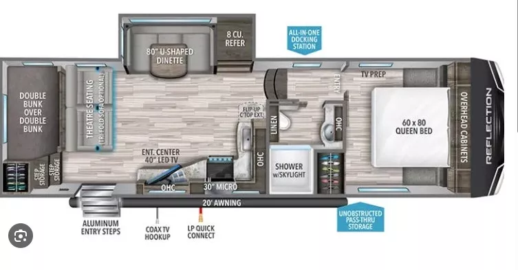 31' 2023 Grand Design Reflection 150 268BH w/Slide - Bunk House Floorplan