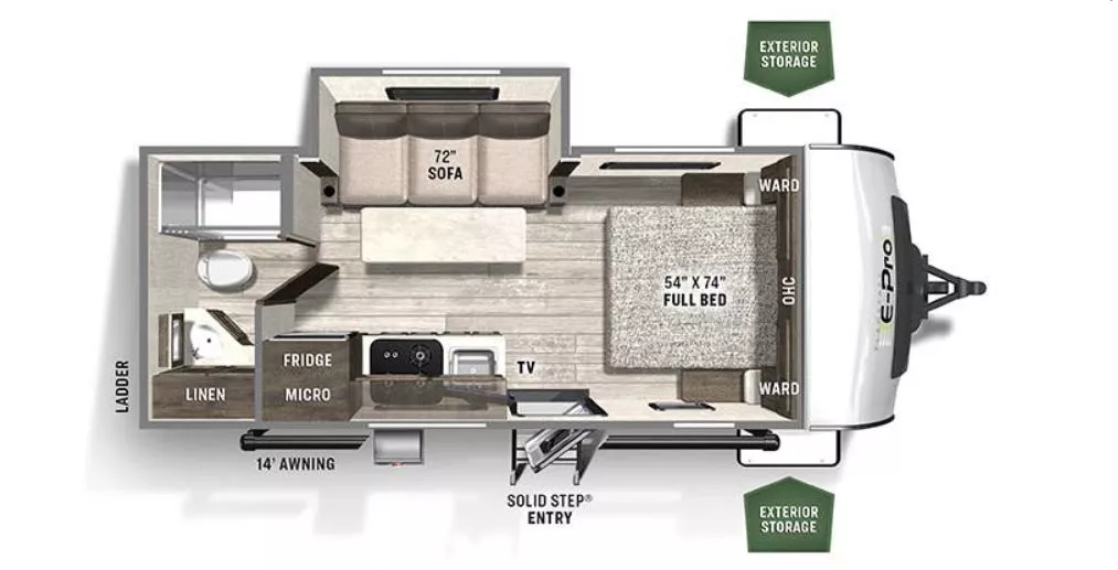 21' 2022 Forest River Flagstaff 20FBS w/Slide Floorplan