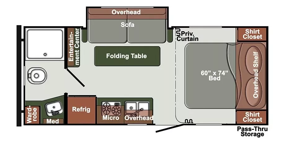 23' 2025 Gulf Stream Envision 21QBS w/Slide Floorplan