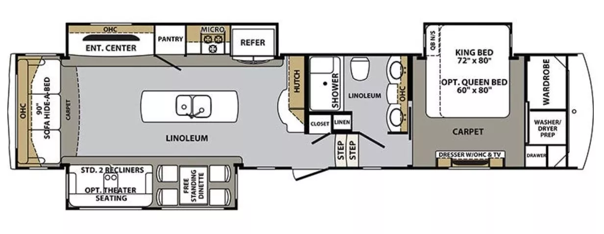 40' 2017 Forest River Cardinal 3456RL w/3 Slides Floorplan