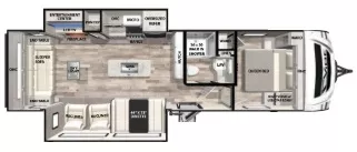 34' 2021 Forest River Vibe 28RL w/2 Slides Floorplan