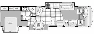 38' 2009 Damon Challenger 377 w/3 Slides Floorplan