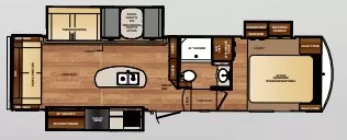 32' 2016 Forest River Wildcat 29RLX w/3 Slides Floorplan