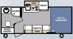 23' 2017 Forest River R-Pod 180 w/Slide Floorplan