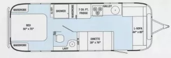 28' 2015 Airstream International 28S SIGNATURE Floorplan