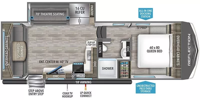 30' 2024 Grand Design Reflection 150 260RD w/Slide Floorplan