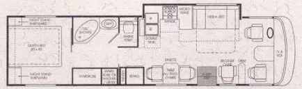 36' 1999 National RV Dolphin 5370 w/Slide Floorplan
