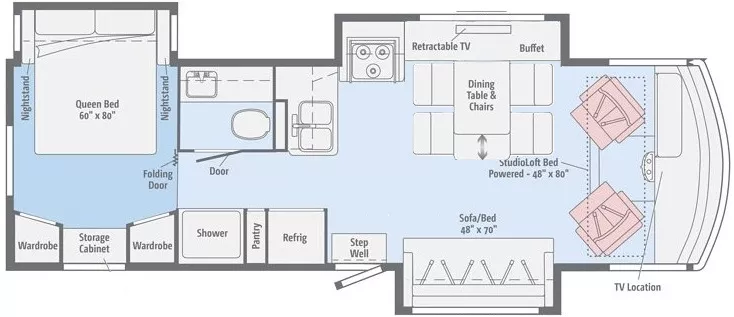 31' 2016 Winnebago Vista Xl 30T w/3 Slides Floorplan