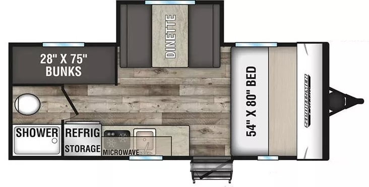 20' 2021 K-Z Sportsmen Classic 181BH w/Slide - Bunk House Floorplan