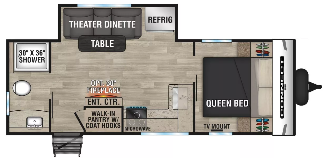 28' 2023 K-Z Connect SE 221RBSE w/Slide Floorplan