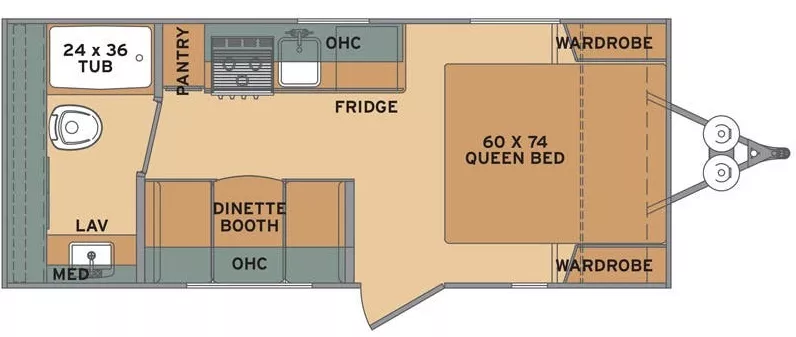 22' 2018 Forest River Shasta Oasis 18FQ Floorplan