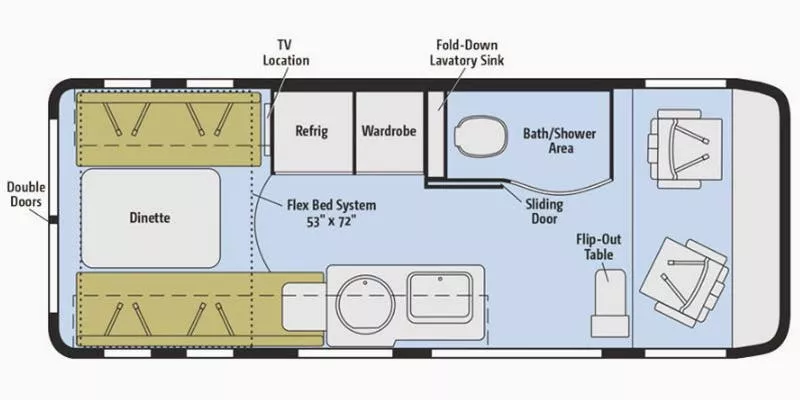 22' 2017 Winnebago Paseo 48P Floorplan