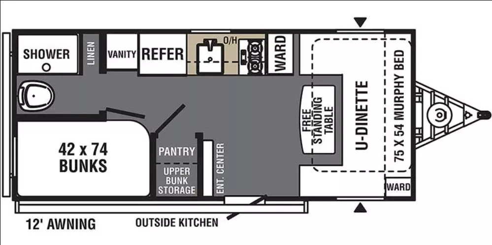 22' 2022 Forest River Clipper 182DBU - Bunk House Floorplan