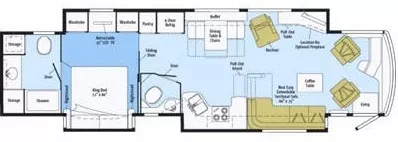 42' 2013 Winnebago Tour 42QD 450hp Cummins w/3 Slides Floorplan