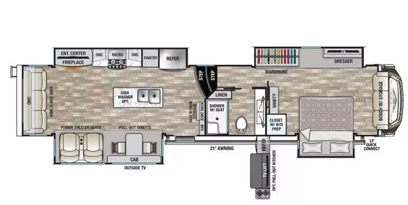 41' 2021 Forest River Cedar Creek Champagne 38EBS w/3 Slides Floorplan
