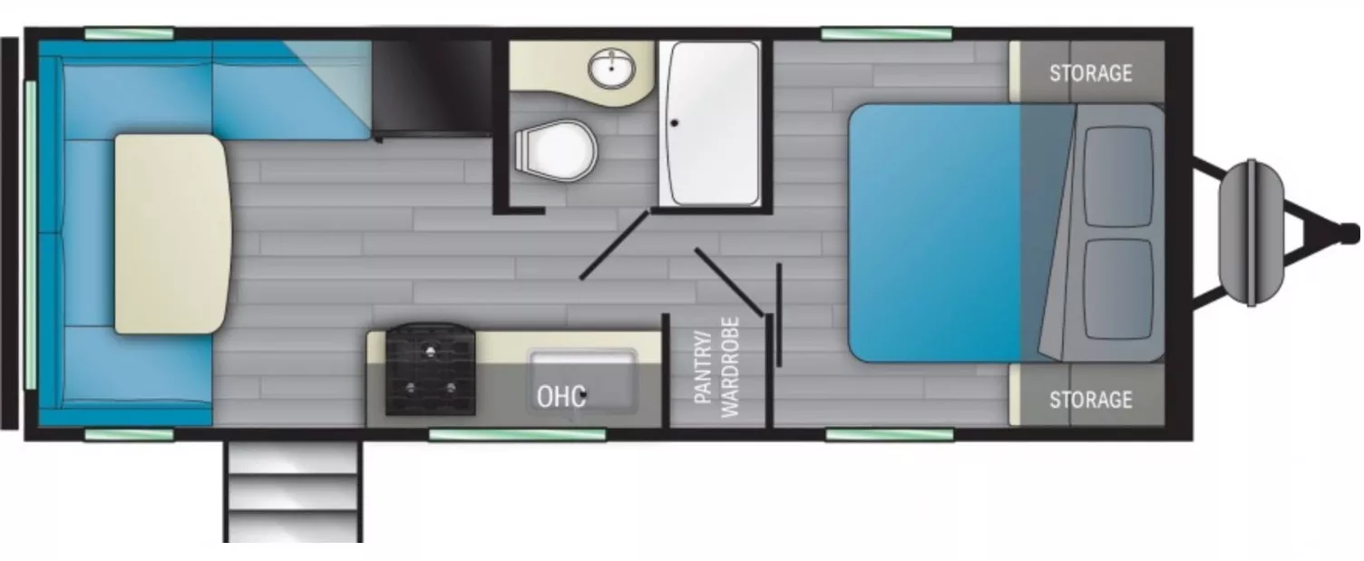 25' 2021 Heartland Prowler 212RD Floorplan