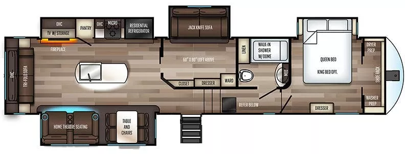 42' 2021 Forest River Sabre 36BHQ w/4 Slides Floorplan