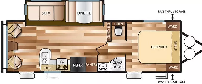 30' 2017 Forest River Wildwood X-Lite 254RLXL w/Slide Floorplan