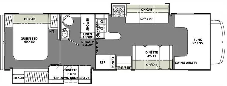 33' 2017 Coachmen Freelander 31BH w/2 Slides - Bunk House Floorplan