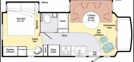 30' 2010 Winnebago Aspect 28B w/2 Slides Floorplan