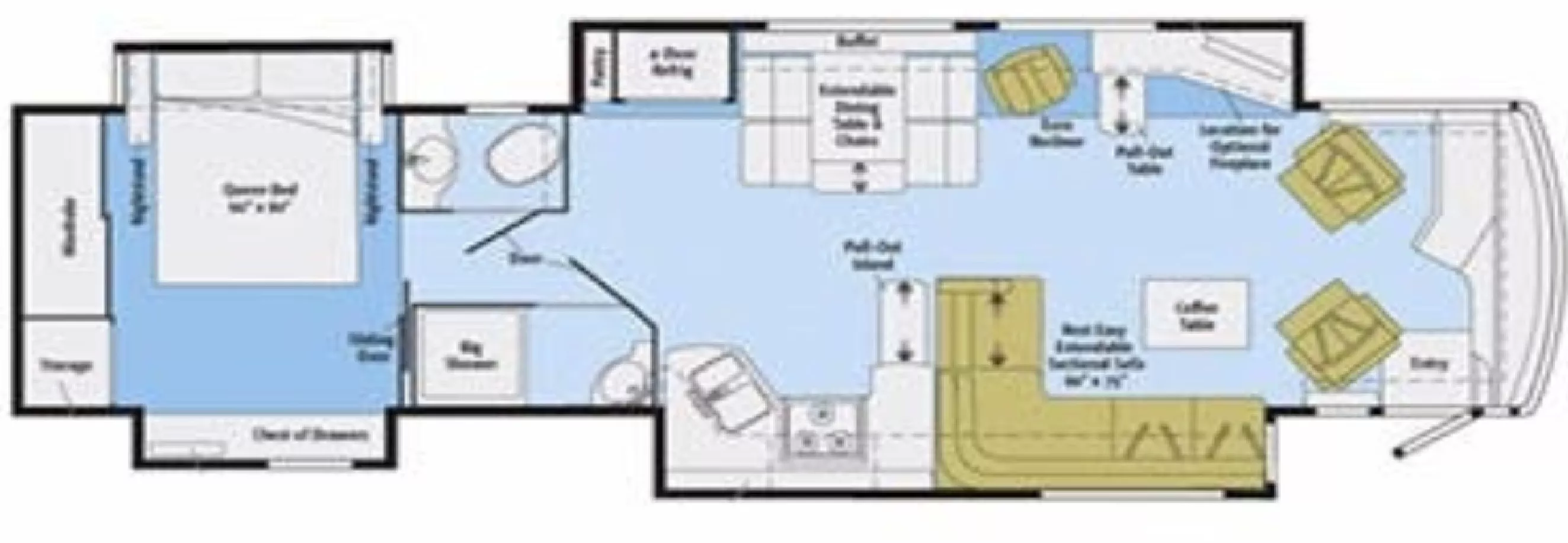 42' 2013 Winnebago Journey 40U 380hp Cummins w/4 Slides Floorplan