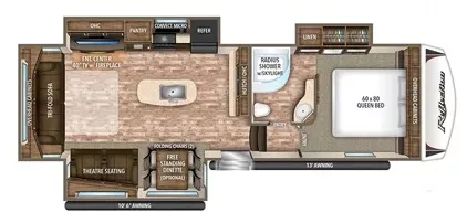 32' 2018 Grand Design Reflection 303RLS w/3 Slides Floorplan