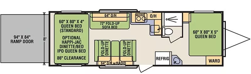 30' 2018 Livin Lite Quicksilver M8.5X26 - Toy Hauler Floorplan