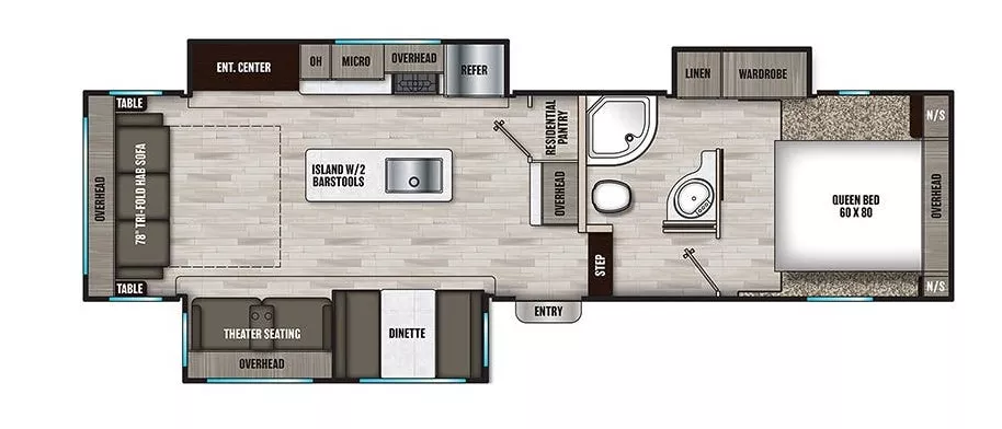 33' 2023 Forest River Phoenix X-Lite M-30RLS w/3 Slides Floorplan