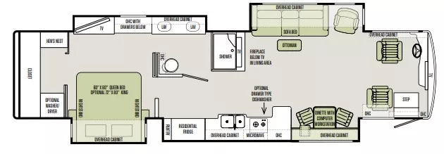 40' 2017 Tiffin Allegro 40AP 450hp Cummins w/4 Slides Floorplan