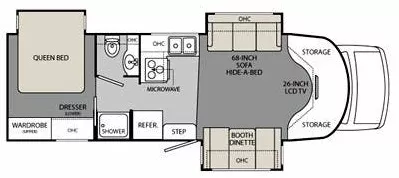 29' 2011 Holiday Rambler Augusta B+ 29PBT w/3 Slides Floorplan