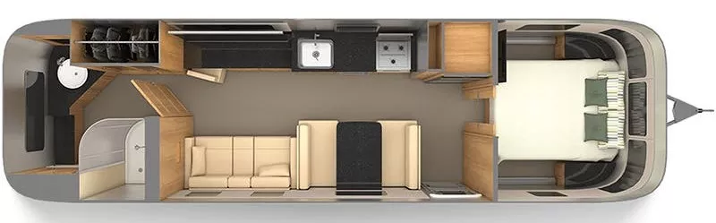 33' 2020 Airstream Classic 33FB QUEEN Floorplan